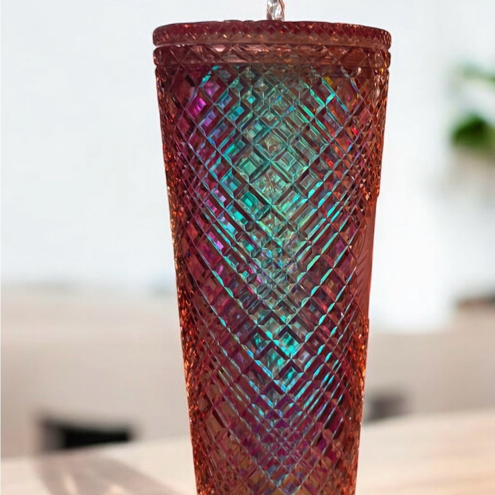 New~ Starbucks 2021 Winter Holiday Jeweled Tumbler Cold Cup 24oz Rose Gold - Picture 2 of 5